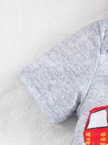 SHEIN Baby Boys' Cute Cartoon Car Print Bodysuit And Shorts Set, Spring/Summer Baby Boy Construction Vehicle Clothes Baby Car Clothes Baby Boy Summer Set Baby Boy Car Print Bodysuit - Multicolor - View 8