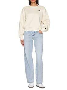 Champion Hanorac casual cu mânecă lungă și guler rotund pentru femei, cu imprimeu de litere, cu umeri căzuți