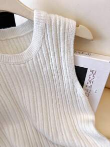 Chiquease Áo hai dây cổ tròn thời trang tối giản, vừa vặn dành cho nữ, đa năng khi đi làm - trắng - Xem 7