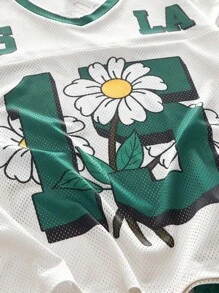 AXEPEAK 男士时尚数字雏菊印花 V 领短袖 T 恤和短裤休闲套装