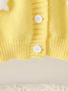 SHEIN Playful Pals Jeune fille à la mode décontractée mignon doux Cardigan pull 3D étoile