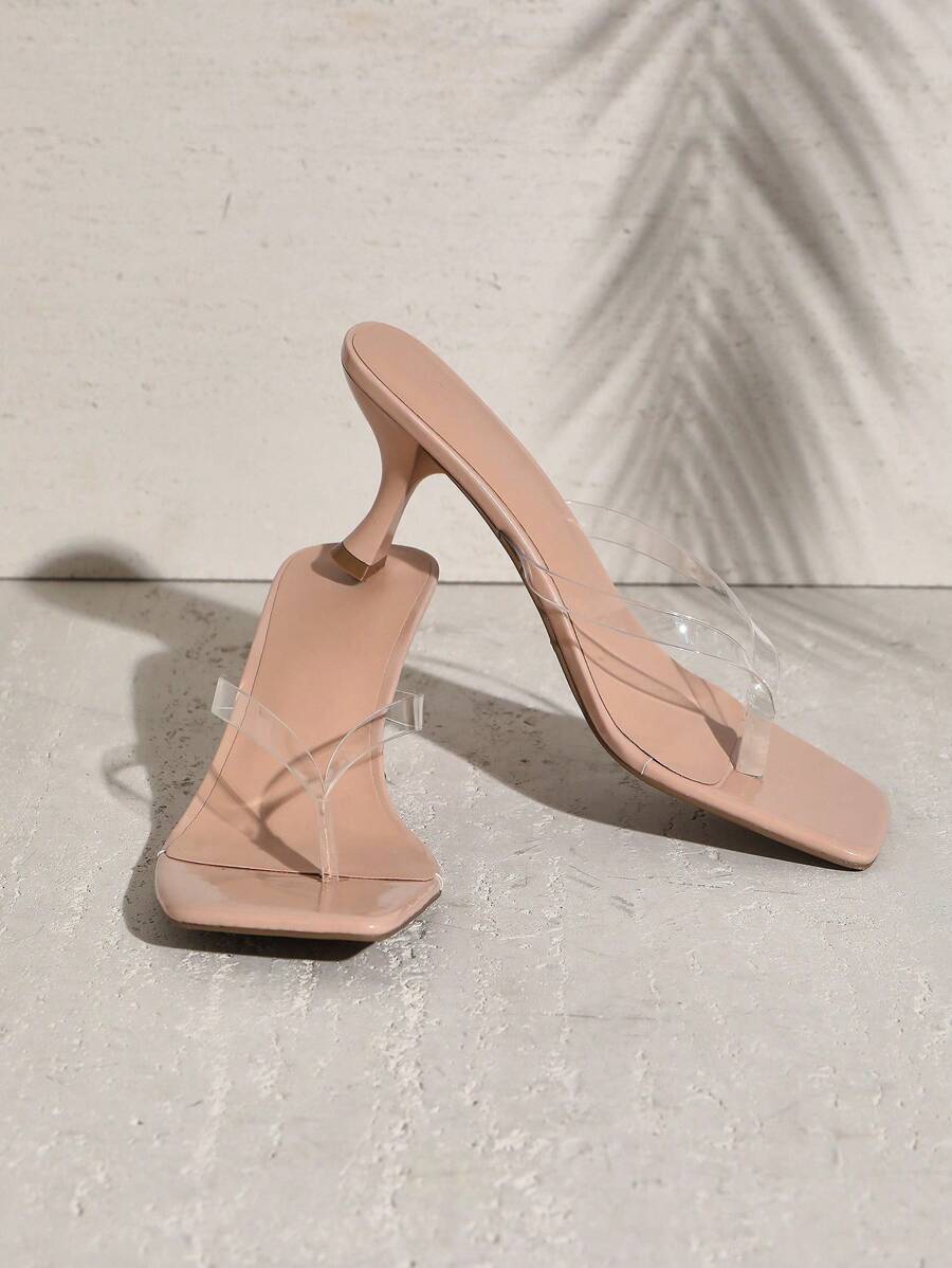 SHUZIA 女士简约透明 PU 人字跟凉鞋 - 無色 - 查看 1