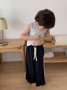 DAZY Kids Fall Clothes Boy (Toddler) Round Neck Knit Vest + Pants 2pc Loungewear Set, Summer - Grey - View 4