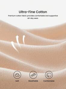 LUVLETTE Plus 2-Pack Airy Cotton High Waist Briefs Waist Tummy Control Women Basic Underwear Panties Set Nude Panties