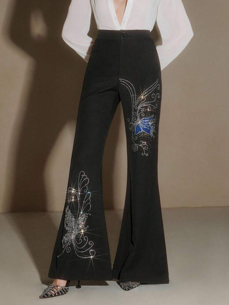 Elegante Damen Lange Hose mit Diamantmuster zur Figur Korrektur