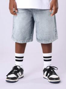 SUMWON Football Varsity Streetwear T-Shirt And Denim Shorts Co-Ord Set For Boys With Distressed Print Design And Classic Retro Summer Look - Multicolor - View 4
