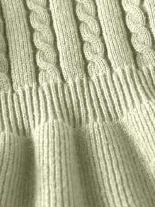 Young Girls Sweater Dress With A-Line Silhouette And High Round Neckline Fall Winter - Mint Green - View 5