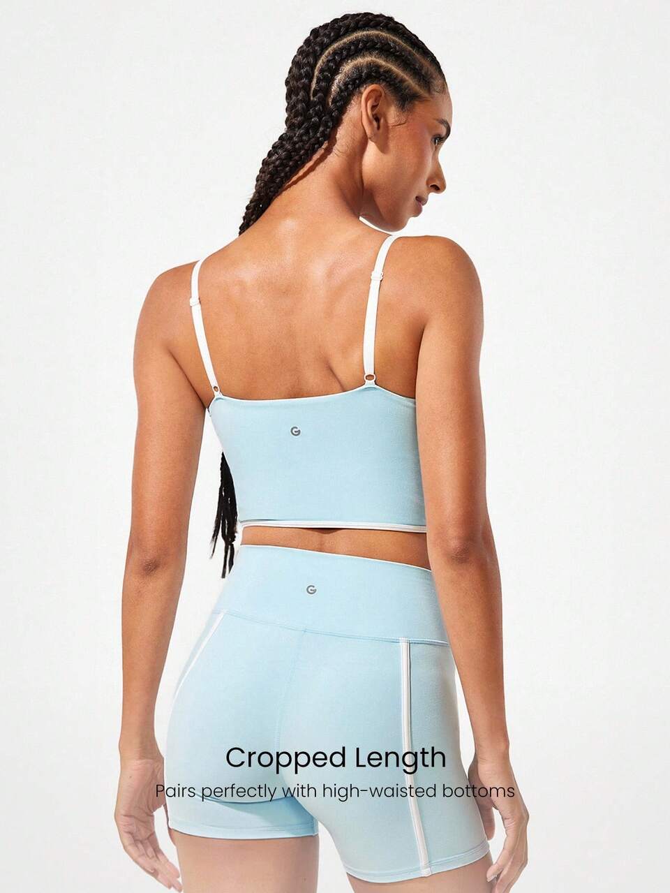 FeatherFit™ Two-Tone Scoop Neck Longline Sports Bra Low Impact Yoga Pilates Daily