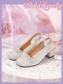 Dola Lovely Bowknot Decor French Mary Jane Elegant High Heel Shoes