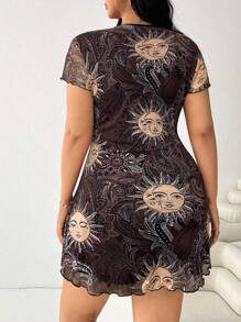 Solflare Plus Size SunFlower Pattern Dress, Spring/Summer Western Wear Women,Boho Women Dress,Holiday Outfits For Women - Chocolate Brown - View 2