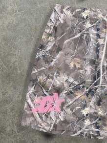 Manfinity ZONE917 Men's Streetwear Pink Camouflage Graphic Print Hooded T-Shirt Set - Multicolor - View 3