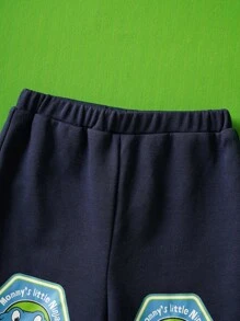 TEENAGE MUTANT NINJA TURTLES | SHEIN 男婴卡通条纹图案短袖连体衣和运动裤套装 - 彩色 - 查看 4