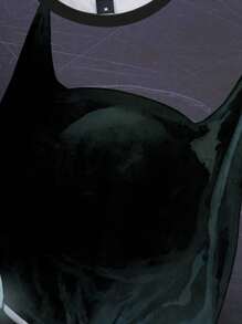 BATMAN X SHEIN 青少年男孩夏季休闲人物图案圆领短袖T恤 - 白色 - 查看 3