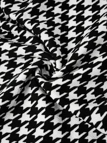 Ellevyn 女士褶皱锥形裤，针织弹力千鸟格印花格子，优雅日常穿着，秋冬 - 黑與白 - 查看 6