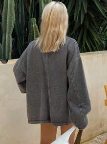 DAZY 女式翻领长袖大口袋牛仔夹克