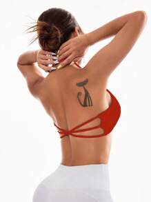 Slayform Slayform Women's Simple Solid Color Wireless Racerback Sports Bra - Red - View 2