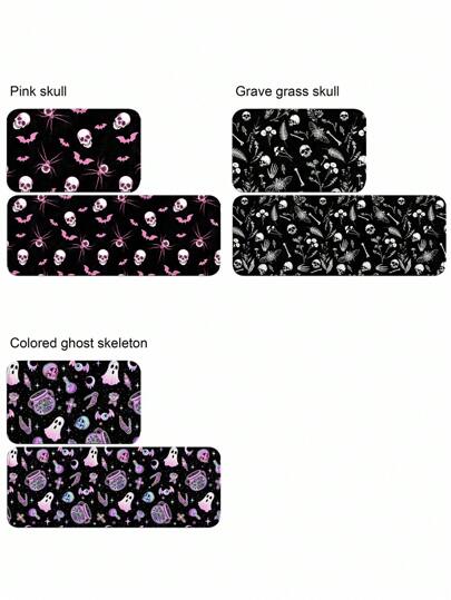 ROMWE Hippie 1pc Gothic Kitchen Mat - Graveyard Moth & Skull Design Non-Slip Floor Rug, Heavy Duty Waterproof Absorbent Pad For Halloween Decor, Dark Cottagecore, Vampire Aesthetic - Easy Clean Gothic Home Decor, Witchy Altar Mat,Home Decor