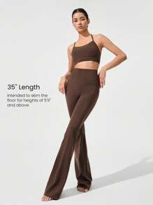 GLOWMODE 35" FederfitTM Go Groove Ultralange Schlag Leggings Niedrige Wirkung Yoga Pilates Studio Tägliche Lässig Bekleidung