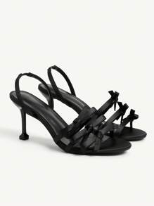 CUCCOO CHICEST 女士时尚珍珠脚链红色高跟凉鞋 - 黑色 - 查看 1