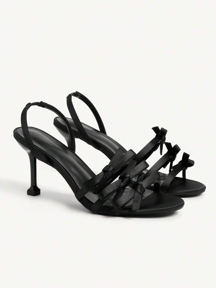 CUCCOO CHICEST 女士时尚珍珠脚链红色高跟凉鞋 - 黑色 - 查看 1