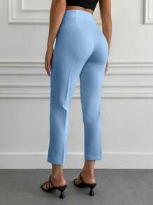 EURMUSE Frenchy Solid Colored Pleated Tapered Pants ,Petite Women - Blue - View 2