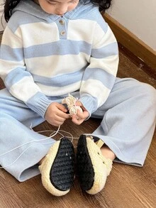 SHEIN Young Girls Casual Blue & White Striped Hooded Sweater And Pants Set School TopYoung Girlrl Clothes Kids Girl Outfit Cute Tops Graphic Tees Girls Sweater Sets Girls Knit Set Winter Young Girls Sets Young Girls Striped Knit SeYoung Girlrl Knit Set Winter Girls Sets Girls Hooded Sweater Set Fall