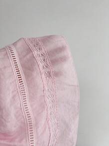 Elamini 女式夏季休闲蕾丝边娃娃领吊带上衣 - 粉色 - 查看 6