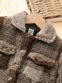 Sparklyn 2 件套年轻女孩格子毛绒长袖夹克和背带裤，休闲装 - 彩色 - 查看 6