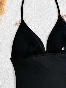 SHEIN Teen Girls Blue Ribbed Tankini Set, Adjustable Spaghetti Strap Top With Shell & Starfish Decor & Bottom Triangle Swimsuit Black Two Piece Swimsuit Black Bathing Suit Set High Waisted Bikini Set Seashell Bikini Halter Neck Bikini