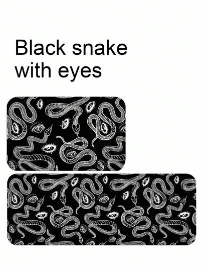 ROMWE Hippie Alfombra de cocina con ojos de serpiente - Alfombra de piso de estilo gótico antideslizante con diseño de serpiente negra, cojín antifattiga impermeable para fregadero, mostrador, decoración oscura - Fácil de limpiar, resistente a las manchas, cojín de piso para estar de pie, Halloween