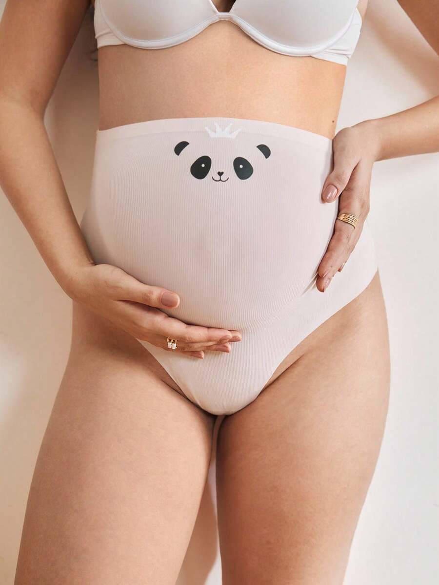 Moonlight&Mama 3pcs Pack High Waist Panda Print Maternity Thong Panties - Multicolor - View 1