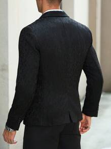 Manfinity Mode 男士休闲翻领单扣西装外套，适合日常穿着，是日常通勤和夏季休闲度假的理想之选，非常适合外出和日常穿着，纽扣闭合设计，打造时尚百搭造型。适合情人节和周年纪念日等场合，是送给男朋友或老公的绝佳礼物，老公 - 黑色 - 查看 3