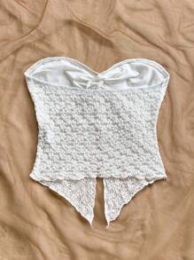 Soleia Áo crop top họa tiết hoa mơ dệt kim viền xoắn cho nữ, thích hợp cho kỳ nghỉ, trở lại trường, hẹn hò thường ngày, tiệc tùng, đám cưới, bãi biển mùa xuân/hè, lễ hội âm nhạc, phong cách boho - Màu be - Xem 2