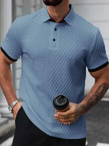 Manfinity Homme 男士休闲通勤拼色短袖 Polo 衫 男士休闲针织 Polo 衫，带罗纹细节和蓝色短袖 男士蓝色针织 Polo 衫，带罗纹针织纹理和经典短袖 男士蓝色 Polo 衫 浅蓝色 Polo 衫 男士针织 Polo 衫 男士纹理 Polo 衫 蓝色休闲 Polo 衫 男士短袖 Polo 衫 男士夏季 Polo 衫 男士浅蓝色 Polo 衫 男士纹理 Polo 衫，老钱风格 - 藍色 - 查看 3