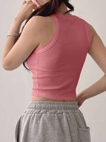 DAZY 女式纯色圆领罗纹短款运动背心