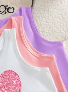 Sparklyn 3件套心形印花时尚背心，适合少女 - 白色 - 查看 5