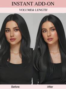 9AM Hair V Shape Clip In Hair Extension 100% Human Hair 1 Pcs With 4 Clips Natural Color Straight Hair For Women Easy To Style With Hair Curler And Straightener Invisible Suitable For Add Volume Lightweight All Day Wear Winter Christmas Halloween Costumes Autumn Outfits Women Fall Outfits Women Chic Elegant Glow Edgy Clean Classic Lit Snack Baddie 90s Vintage Retro Grunge Cottagecore Kawaii Cyberpunk Streetwear Preppy Futuristic Minimalist Street Style Bridal Photoshoot Date Night Casual Cozy - Natural Black - View 6