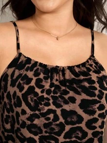 SHEIN LUNE Áo thun in họa tiết da báo cỡ lớn dây mảnh thường ngày/nghỉ dưỡng mùa xuân hè thường ngày thường ngày, kỳ nghỉ mùa xuân cho phụ nữ mùa hè - Nhiều màu - Xem 4