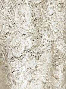 SHEIN Blusa holgada de manga abullonada de punto con encaje - Blanco - Ver 5