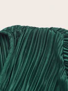 Firerie Solid Halter Neck Wide Leg Plisse Jumpsuit - Dark Green - View 8