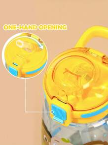 CoComelon X SHEIN Bình nước 16 Oz / 500 Ml có ống hút silicon và nắp chống tràn, thích hợp cho du lịch, tham quan và đi học - Nhiều màu - Xem 3