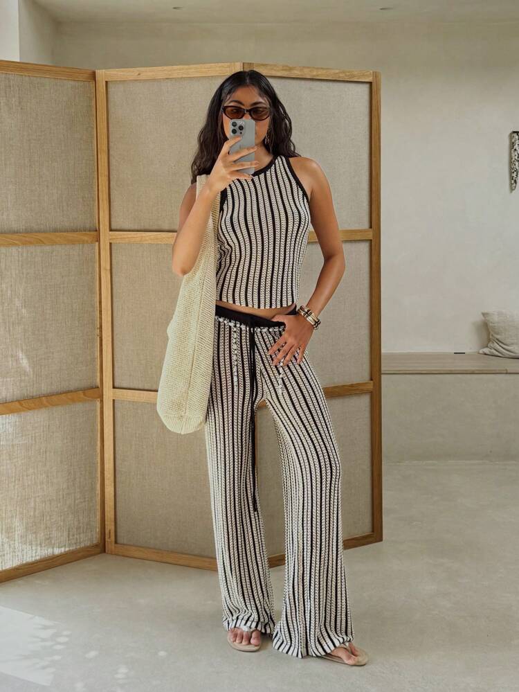 Vintage Inspired Knitted Nautical Style Striped Crochet