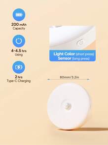 Teckwe 6pcs/3pcs/1pc LED Wireless Motion Sensor Wall Light, 3 Colors Rechargeable Nightlight Auto On/Off, Suitable For Kitchen, Bedroom, Living Room, Corridor, Bathroom, Room Decoration - tricolor light - View 6