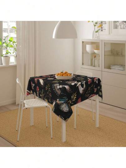 Hippie 1 pieza Mantel con diseño elegante de temática oscura con mariposas y hongos venenosos, apto para cenas al aire libre en restaurantes, decoración del hogar, así como para picnics y fiestas de vacaciones