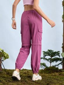 In My Nature 女士休闲纯色户外工装裤 - 紫色 - 查看 8