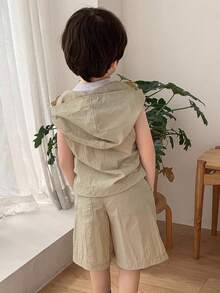 Hapijoa Kids Fall Outfit, Toddler Boys Jacket Set - Khaki - View 6