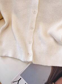 Franclia Bluză tricotată cu guler înalt, casual, versatilă, pentru naveta zilnică, potrivită pentru toate nevoile - Bej - Vizualizare 8