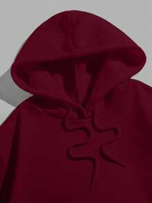 EURMUSE Męska bluza z kapturem, 100% bawełny, z kieszenią i ściągaczem - Burgund - Zobacz 3
