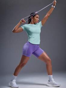 Powerista Breathable Softness Sports Tee Compression Shirt Gym Women Shirts - Baby Blue - View 7