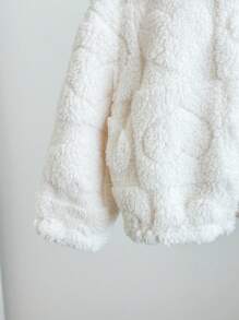 SHEIN LMoss Kids Áo khoác cổ đứng lông thú dễ thương và giản dị cho bé gái LMoss có họa tiết trái tim, hoàn hảo cho mùa thu và mùa đông - trắng - Xem 5